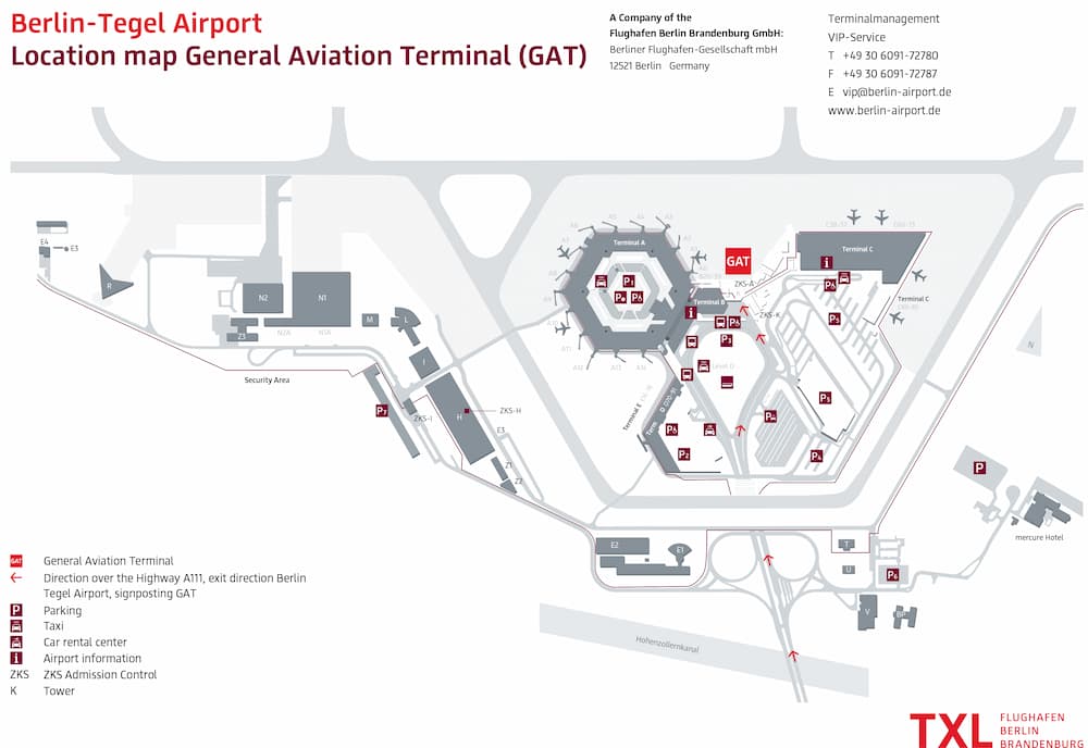 Disegno della mappa interna dell'aeroporto Berlino Tegel